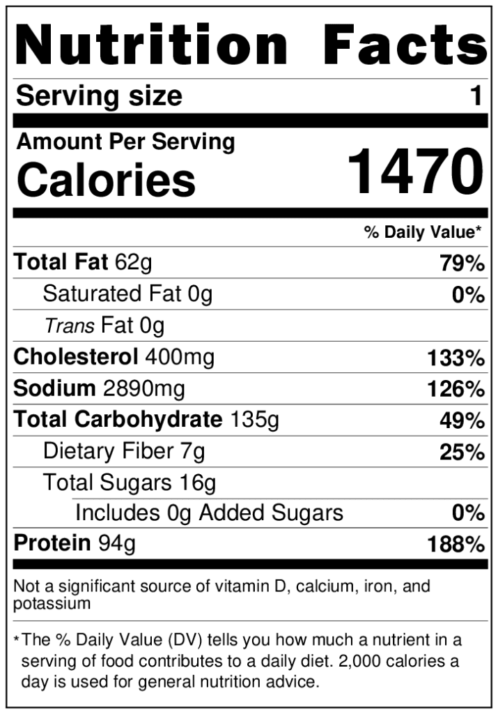 Valor nutricional de marisco tetrazzini