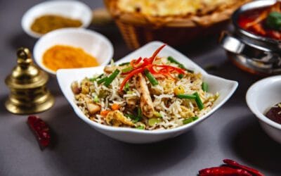 Sauteed Chicken, Pepper and Rice with Almonds-Healthy Recipe