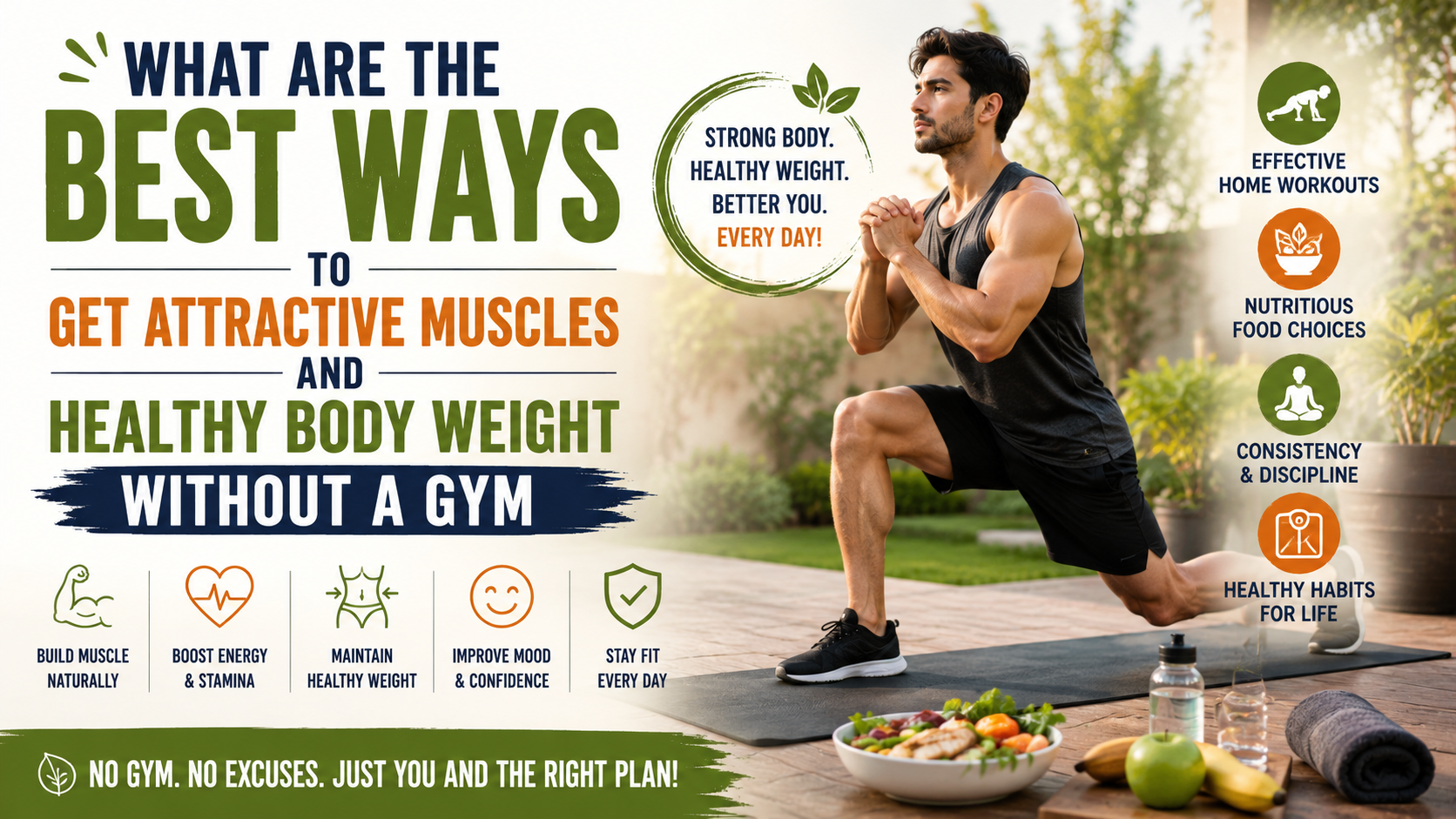 Best Ways to Get Attractive Muscles and Healthy Body Weight Without A Gym