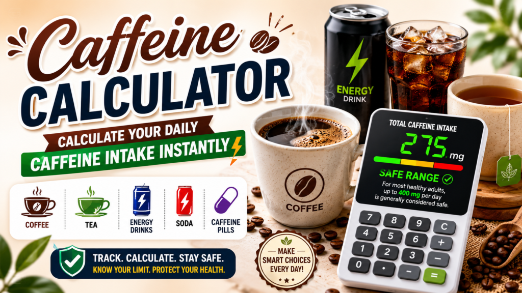 Caffeine Calculator – Calculate Your Daily Caffeine Intake Instantly Caffeine Calculator